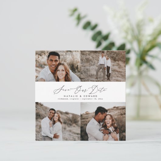Hochzeitsszeitsgrafik mit mehreren Fotos Save The Date