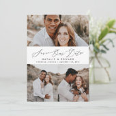 Hochzeitsszeitsgrafik mit mehreren Fotos Save The Date (Stehend Vorderseite)