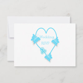 Hochzeitsszenarien für blaues Herz und Schmetterli RSVP Karte
