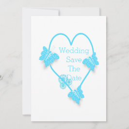 Hochzeitsszenarien für blaues Herz und Schmetterli Save The Date