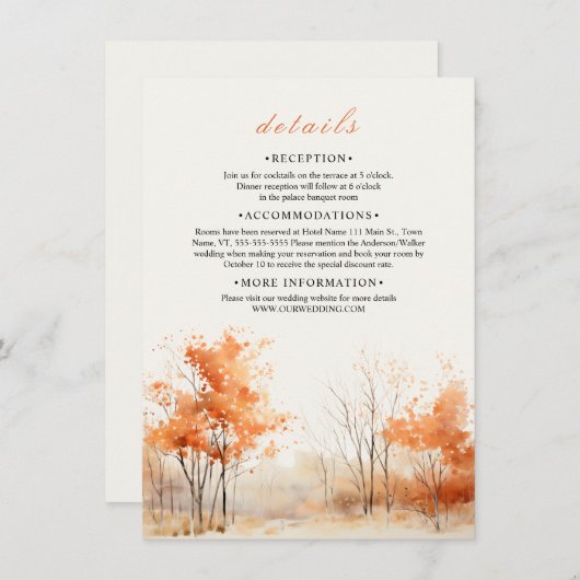 Hochzeitsszenarien im Herbst Begleitkarte (Vorne/Hinten)