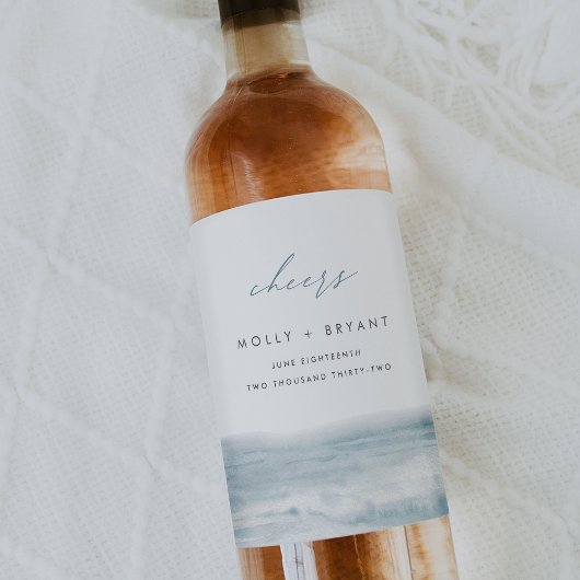 Hochzeitsszenario "Cheers" für die Hochzeit am Ufe Weinetikett