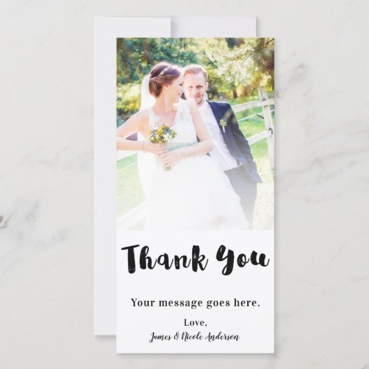 Hochzeitsszenario Foto Danke, dass du kunky Black Dankeskarte (Vorderseite)