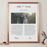 Hochzeitsszenario Foto mit Gelübde moderne Kalligr Künstlicher Leinwanddruck<br><div class="desc">vollwertiges Hochzeitsplakat mit personalisiertem Foto und Gelübde,  einem modernen Schriftart für Herzkalligraphie. Ein tolles Hochzeitssouvenir für Ihre Hochzeit oder als Geschenk für ein frisch verheiratetes Paar!</div>