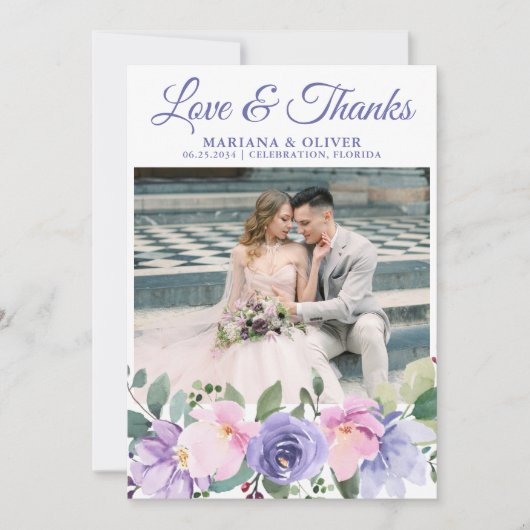 Hochzeitsszenario Foto Vielen Dank Card Lavender F Einladung (Vorderseite)