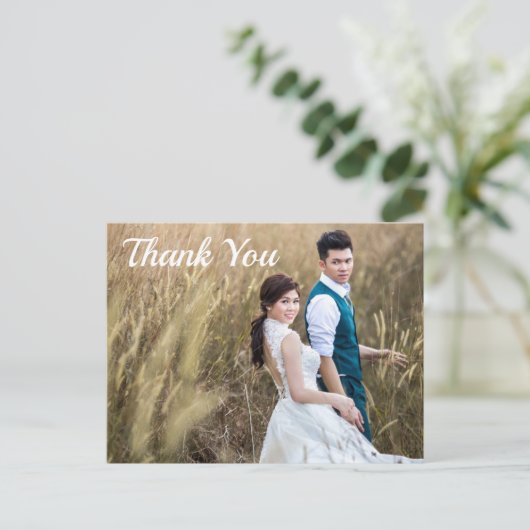 Hochzeitsszenario Foto Vielen Dank doppelseitige P Postkarte (Stehend Vorderseite)
