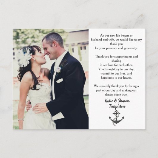 Hochzeitsszenario Foto Vielen Dank doppelseitige P Postkarte (Rückseite)