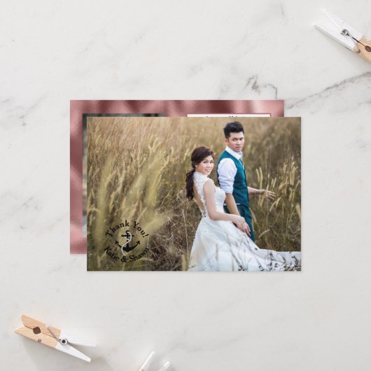 Hochzeitsszenario-Foto Vielen Dank, zweiseitige na Karte (Vorderseite/Rückseite Beispiel)