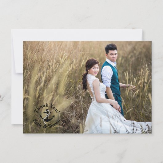 Hochzeitsszenario-Foto Vielen Dank, zweiseitige na Karte (Vorderseite)