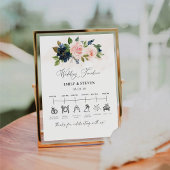 Hochzeitsszenario für Navy & Blush Pink Sockelschild
