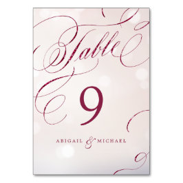Hochzeitsszenario Glam burgundy Kalligraphie Tisch Tischnummer