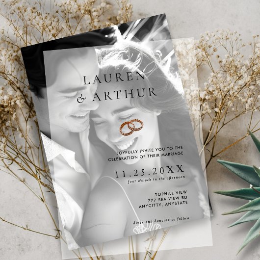 Hochzeitsszenario mit moderner Chic-UltraMinimalis Pergament Einladungen