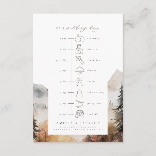 Hochzeitsszenario mit Symbolen für Wasserfarben Begleitkarte (Vorderseite)