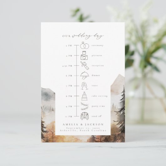 Hochzeitsszenario mit Symbolen für Wasserfarben Begleitkarte (Stehend Vorderseite)