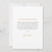 Hochzeitsszenario mit weißem Foto, Goldskripthochz Dankeskarte (Rückseite)