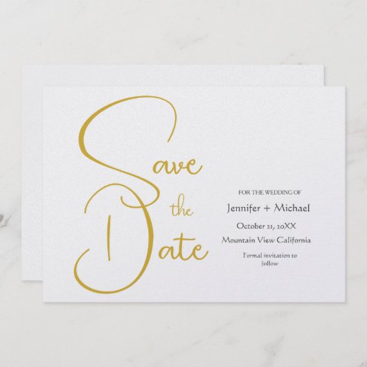 Hochzeitsszenario Moderne Minimalistische Schlicht Save The Date (Vorne/Hinten)