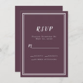 Hochzeitsszenario RSVP Cassis Lila Einfaches Chic  (Vorne/Hinten)