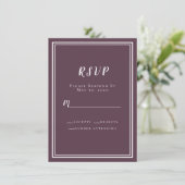 Hochzeitsszenario RSVP Cassis Lila Einfaches Chic  (Stehend Vorderseite)