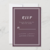 Hochzeitsszenario RSVP Cassis Lila Einfaches Chic (Vorderseite)