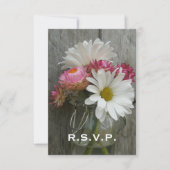 Hochzeitsszenario RSVP: Daisies, Strawblumen und B RSVP Karte (Vorderseite)