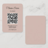 Hochzeitsszenario RSVP, QR-Code Moderner Minimalis Begleitkarte (Vorne/Hinten)