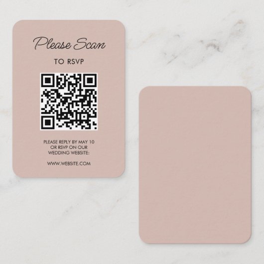 Hochzeitsszenario RSVP, QR-Code Moderner Minimalis Begleitkarte (Vorne/Hinten)