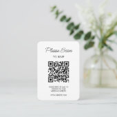 Hochzeitsszenario RSVP, QR-Code Moderner Minimalis Begleitkarte (Stehend Vorderseite)