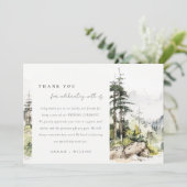 Hochzeitsszenario "Soft Woods Mountain" Dankeskarte (Stehend Vorderseite)