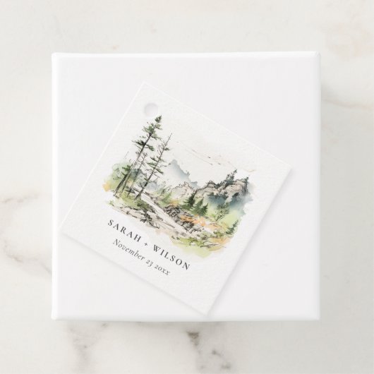 Hochzeitsszenario "Soft Woods Mountain" Geschenkanhänger (Beispiel)