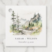 Hochzeitsszenario "Soft Woods Mountain" Geschenkanhänger (Vorderseite)