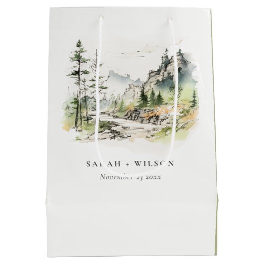 Hochzeitsszenario "Soft Woods Mountain" Mittlere Geschenktüte (Rückseite)