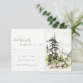 Hochzeitsszenario "Soft Woods Mountain" RSVP Karte (Stehend Vorderseite)