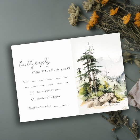 Hochzeitsszenario "Soft Woods Mountain" RSVP Karte