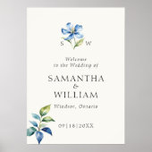Hochzeitsszenario "Watercolor Blue Blume" - Begrüß Poster (Vorne)