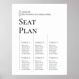 Hochzeitstabelle für 6 Tische Poster