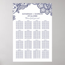 Hochzeitstabelle für Blumennagel mit blauer Spitze