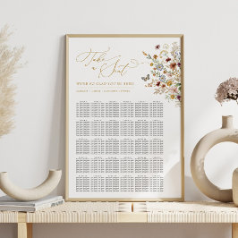 Hochzeitstabelle für Bohemische Wildblume Poster
