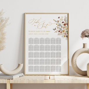 Hochzeitstabelle für Bohemische Wildblume Poster