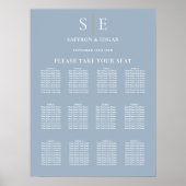 Hochzeitstabelle für dunkelblaue und goldene Monog Poster (Vorne)