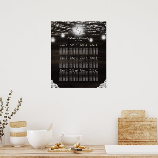 Hochzeitstabelle für Eichenholz Poster (Küche)