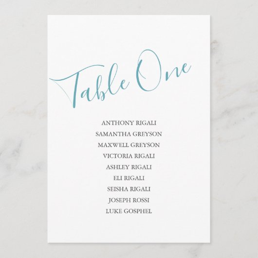 Hochzeitstabelle für Küstenfarben, Tischplan Einladung (Vorderseite)