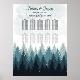 Hochzeitstabelle für Pine Tree Watercolor Forest Poster
