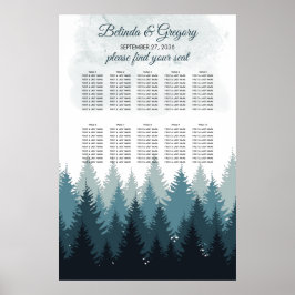 Hochzeitstabelle für Pine Tree Watercolor Forest Poster