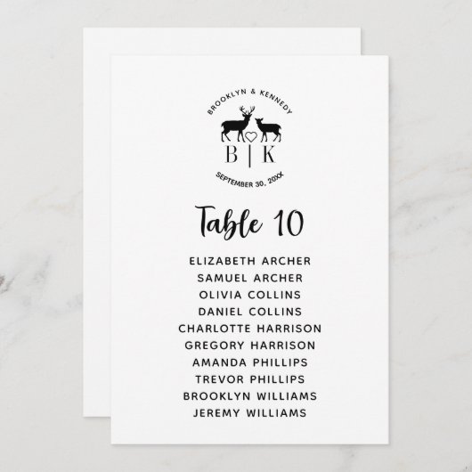 Hochzeitstabelle für rustikales Land Einladung (Vorne/Hinten)