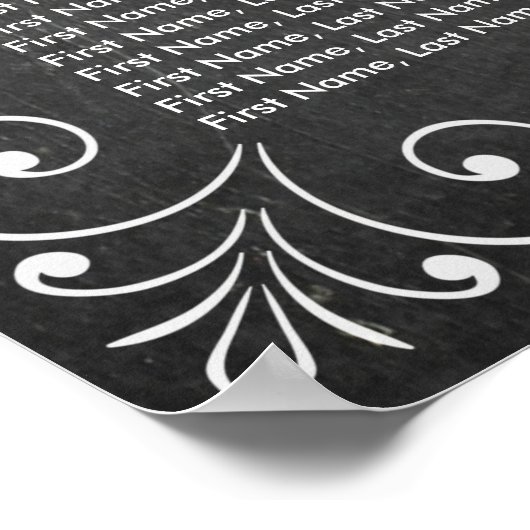 Hochzeitstabelle für Schwarz-Weiß-Halbpension Poster (Ecke)