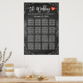 Hochzeitstabelle für Schwarz-Weiß-Halbpension Poster (Küche)