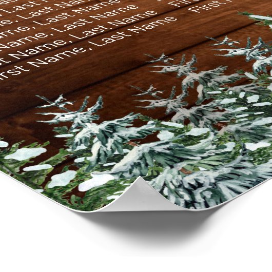 Hochzeitstabelle für verschneite Wälder und Wälder Poster (Ecke)