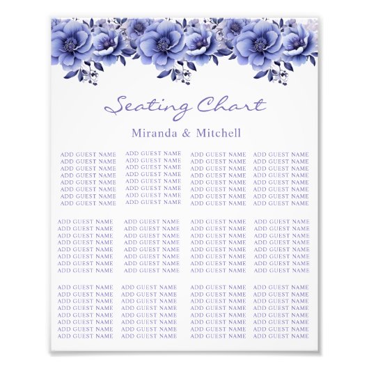 Hochzeitstabelle für Wasserfarben-Violett Fotodruck (Vorne)