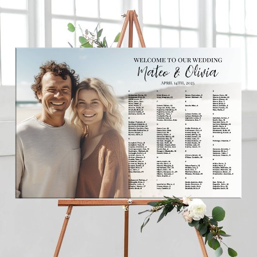 Hochzeitstabelle mit alphabetischem Foto Poster