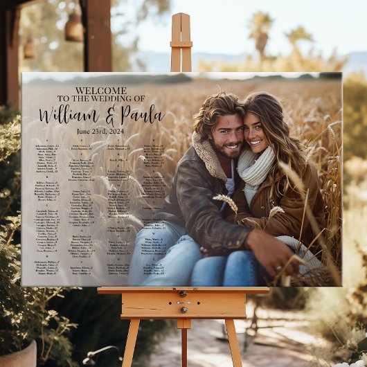Hochzeitstabelle mit alphabetischem Foto Poster